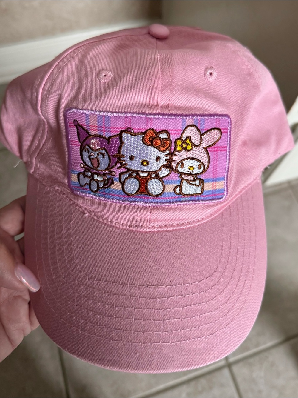 Hello Kitty Pink Embroidered Kids Baseball Hat with Sanrio Patch